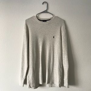 Polo Light Grey Waffle Long Sleeve Crewneck
